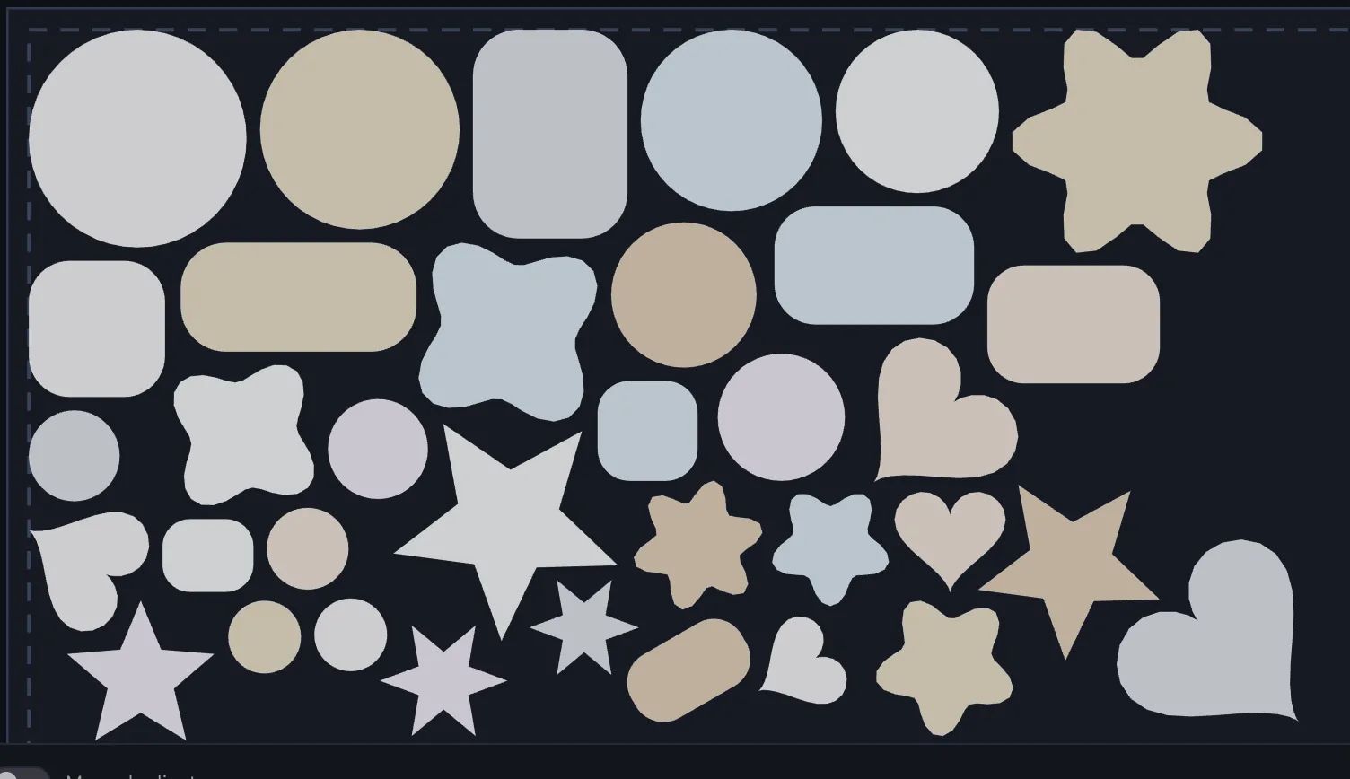NestPlug preview: 35 mixed die lines nested on a 12 by 18 inch sticker sheet